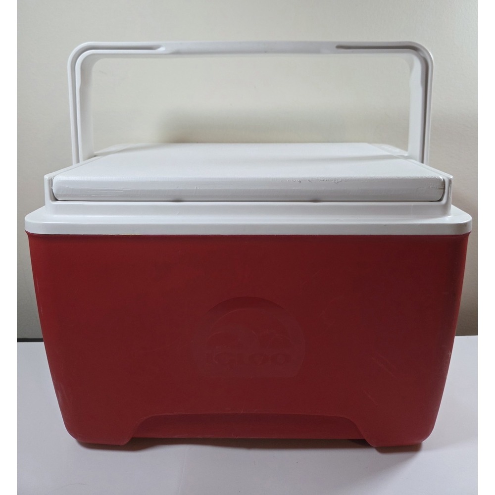 Igloo Cooler Lunchbox Island Breeze Red & White W/Handle Made In USA - Picture 6 of 8